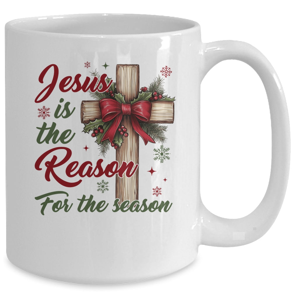 Jesus Is The Reason For The Season Christmas Coquette Bow Mug | siriusteestore