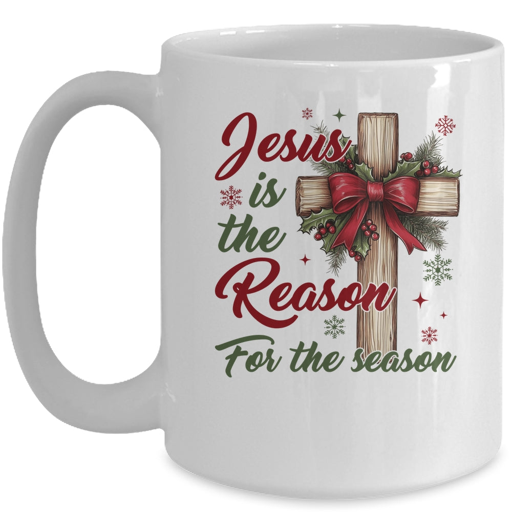 Jesus Is The Reason For The Season Christmas Coquette Bow Mug | siriusteestore