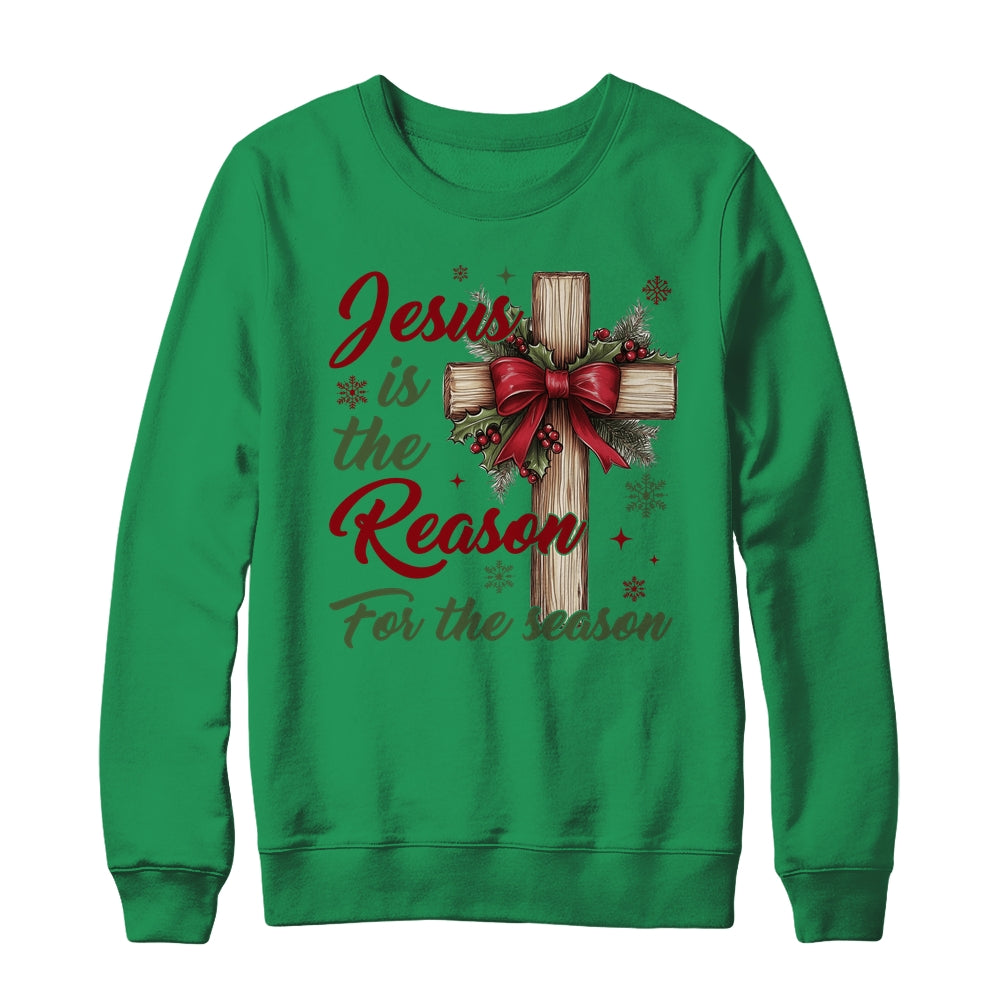 Jesus Is The Reason For The Season Christmas Coquette Bow Shirt & Sweatshirt | siriusteestore