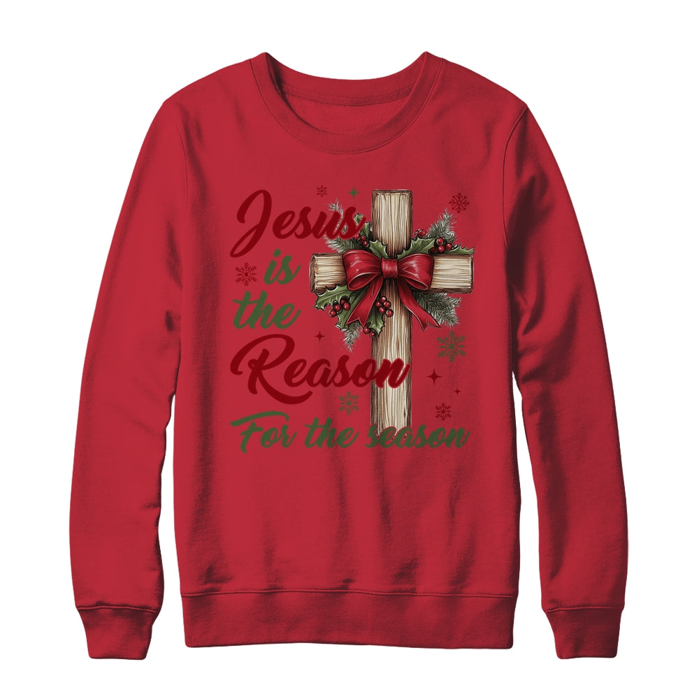 Jesus Is The Reason For The Season Christmas Coquette Bow Shirt & Sweatshirt | siriusteestore