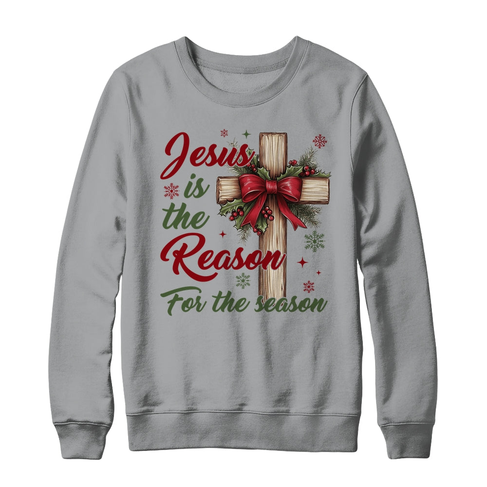 Jesus Is The Reason For The Season Christmas Coquette Bow Shirt & Sweatshirt | siriusteestore