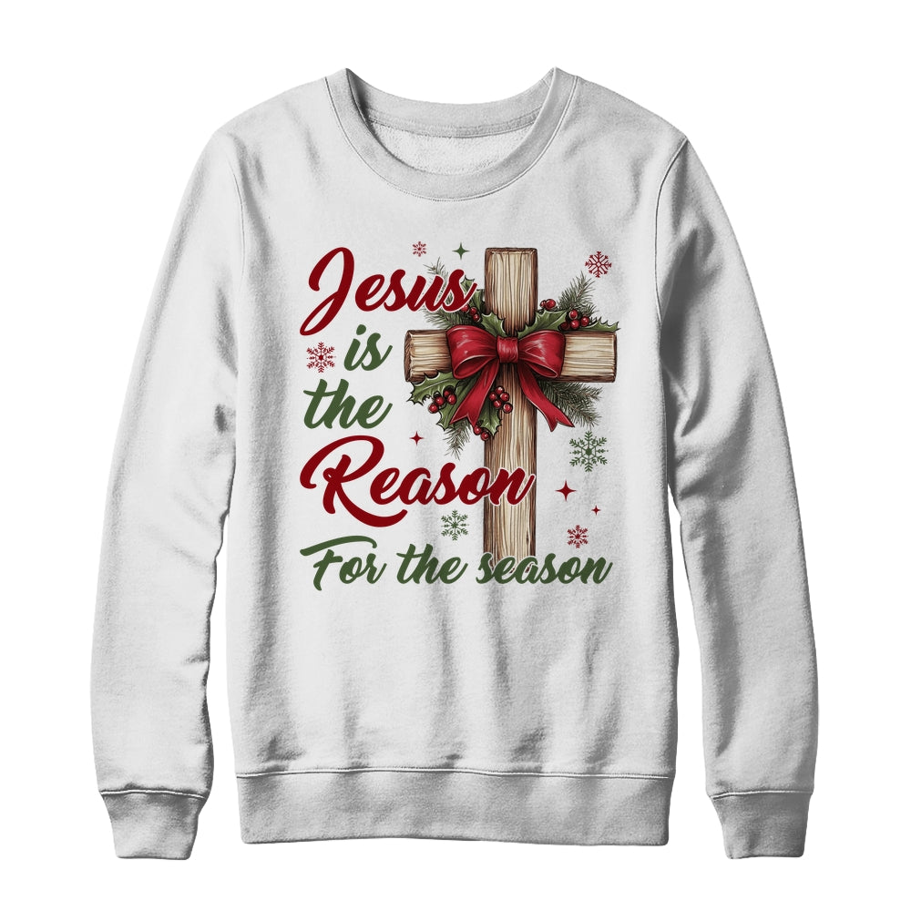 Jesus Is The Reason For The Season Christmas Coquette Bow Shirt & Sweatshirt | siriusteestore