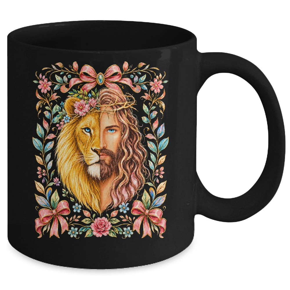 Jesus Lion Of Judah Floral Christian Faith Women Floral Mug | siriusteestore