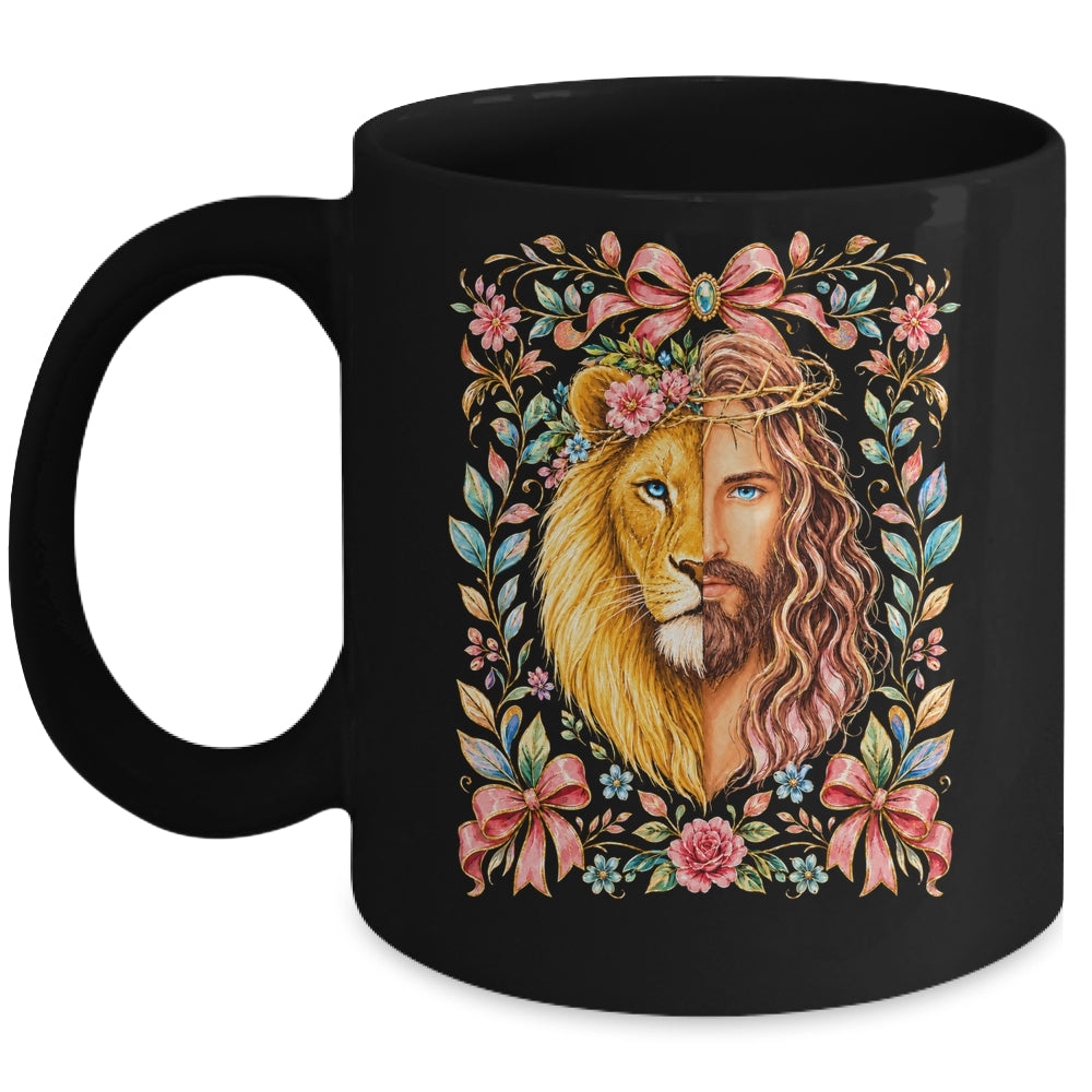 Jesus Lion Of Judah Floral Christian Faith Women Floral Mug | siriusteestore