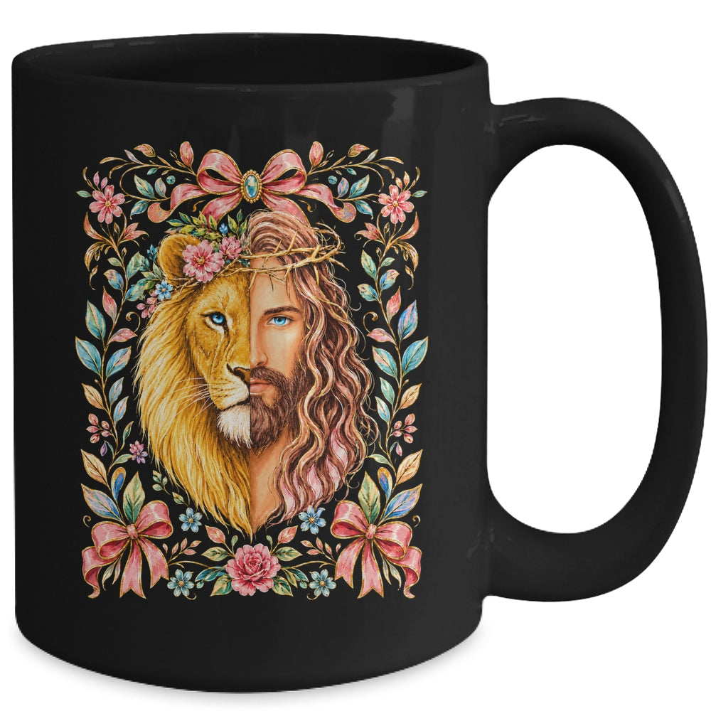 Jesus Lion Of Judah Floral Christian Faith Women Floral Mug | siriusteestore