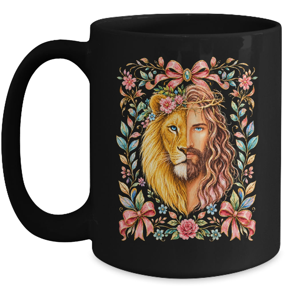 Jesus Lion Of Judah Floral Christian Faith Women Floral Mug | siriusteestore