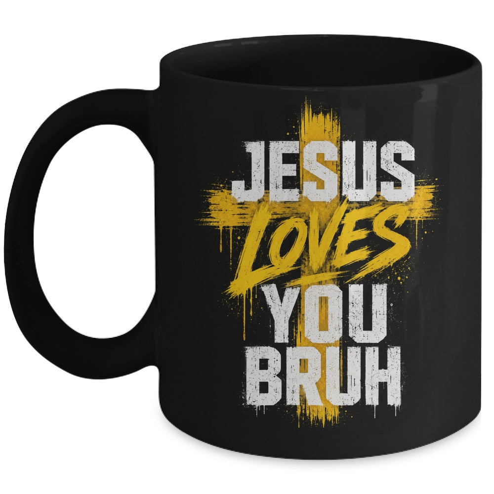 Jesus Loves You Bruh Christian Faith Boy Teen Funny Humorous Mug | siriusteestore