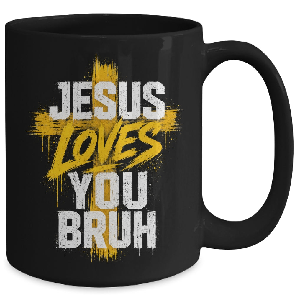 Jesus Loves You Bruh Christian Faith Boy Teen Funny Humorous Mug | siriusteestore