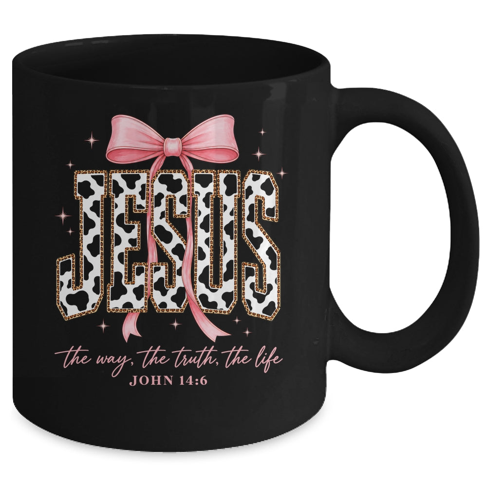 Jesus The Way The Truth The Life Faith Coquette Bow Cow Farm Mug | siriusteestore