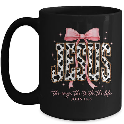 Jesus The Way The Truth The Life Faith Coquette Bow Cow Farm Mug | siriusteestore