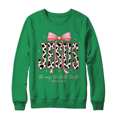 Jesus The Way The Truth The Life Faith Coquette Bow Cow Farm Shirt & Sweatshirt | siriusteestore
