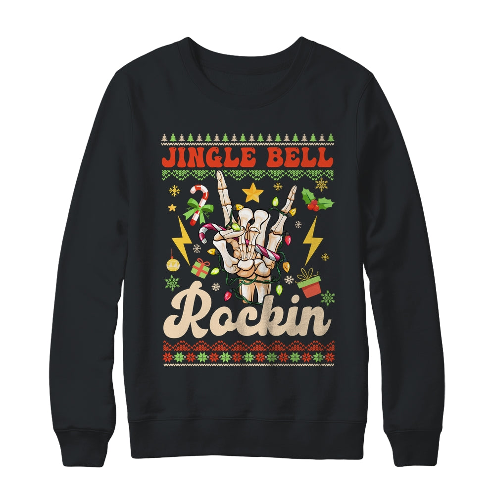 Jingle Bell Rockin Skeleton Hand Ugly Christmas Funny Shirt & Sweatshirt | siriusteestore