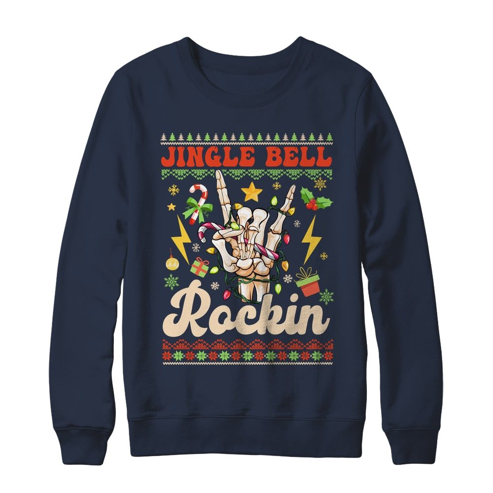 Jingle Bell Rockin Skeleton Hand Ugly Christmas Funny Shirt & Sweatshirt | siriusteestore