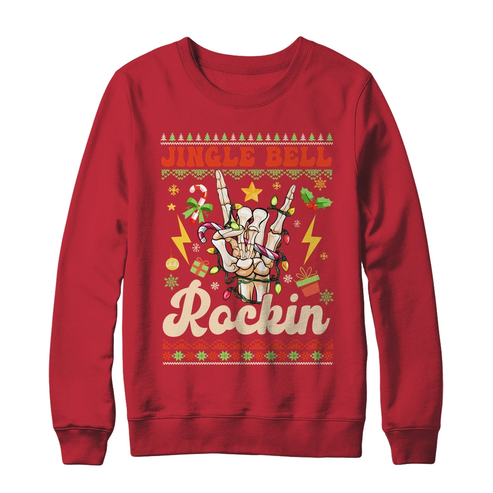 Jingle Bell Rockin Skeleton Hand Ugly Christmas Funny Shirt & Sweatshirt | siriusteestore