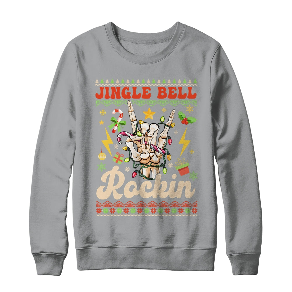 Jingle Bell Rockin Skeleton Hand Ugly Christmas Funny Shirt & Sweatshirt | siriusteestore