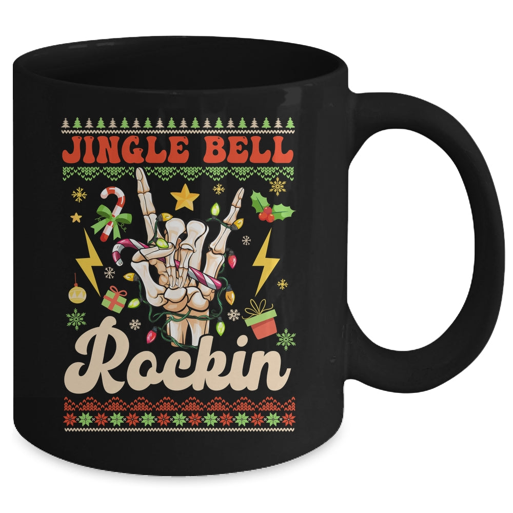 Jingle Bell Rockin Skeleton Hand Ugly Christmas Funny Mug | siriusteestore