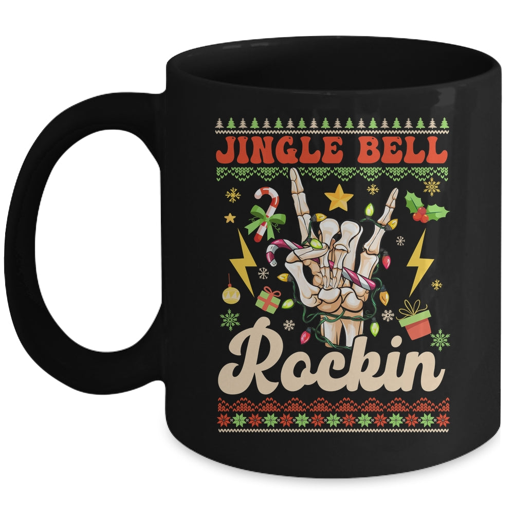 Jingle Bell Rockin Skeleton Hand Ugly Christmas Funny Mug | siriusteestore