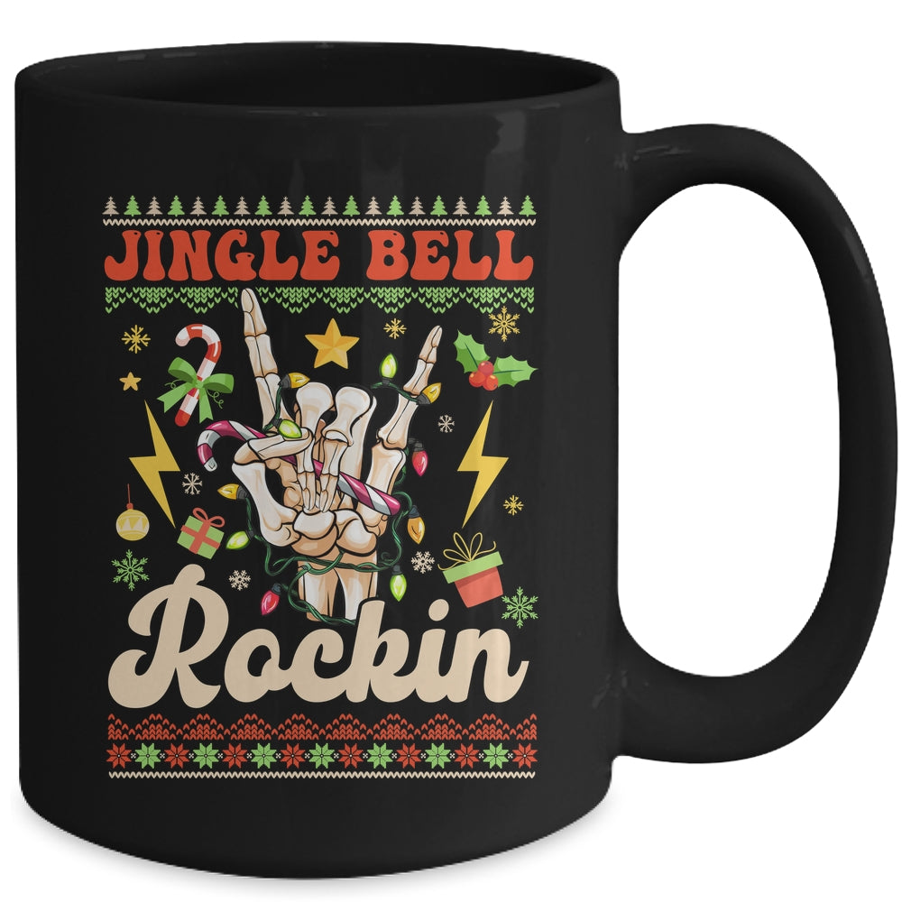 Jingle Bell Rockin Skeleton Hand Ugly Christmas Funny Mug | siriusteestore