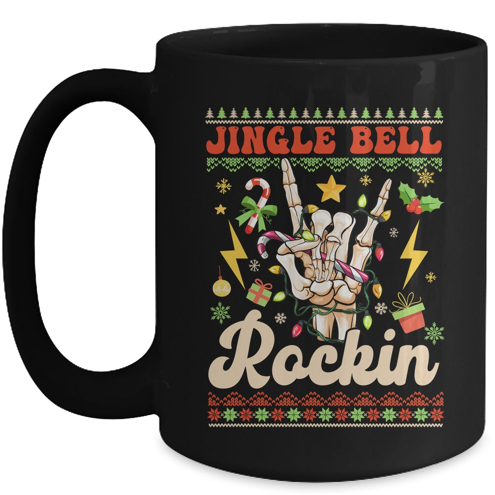 Jingle Bell Rockin Skeleton Hand Ugly Christmas Funny Mug | siriusteestore