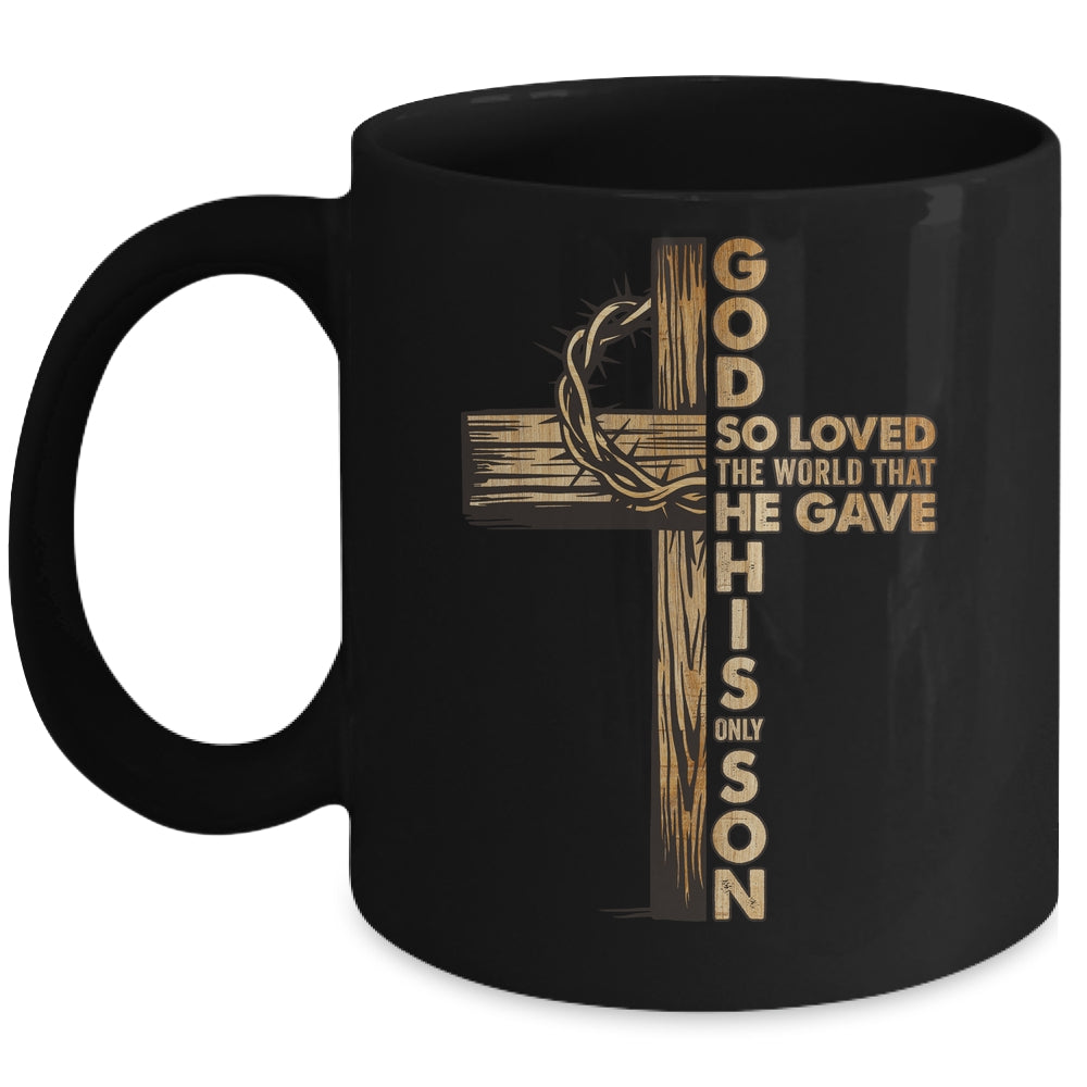 John 3:16 Jesus Christian Cross Bible Faith Religious Mug | siriusteestore