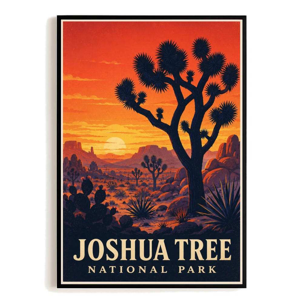 Joshua Tree National Park Travel Poster California Desert Landscape Vintage Wall Art Souvenir Print Painting Picture For Home Living Room Office Decor Unframed | siriusteestore