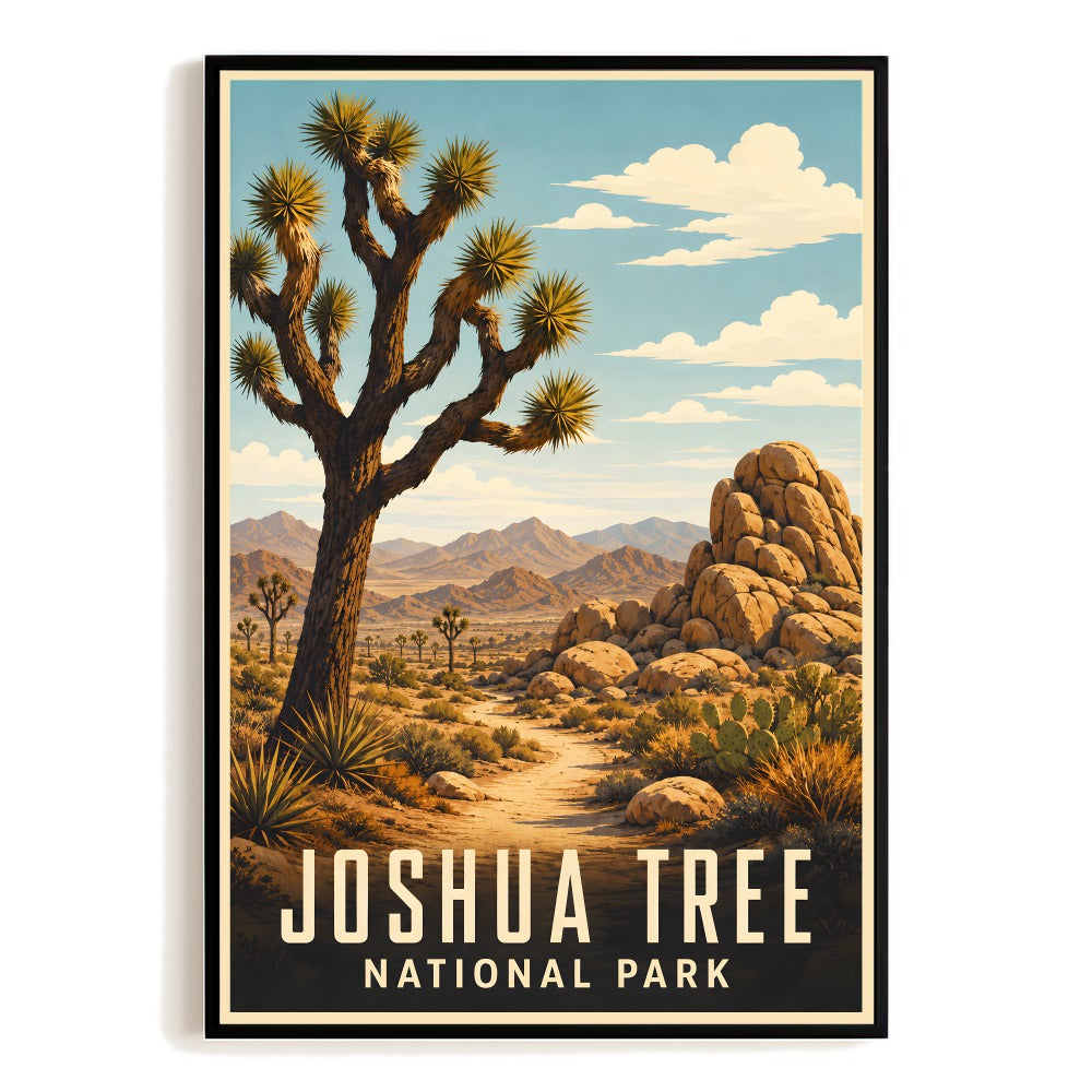 Joshua Tree National Park Vintage Travel Poster Desert Landscape Wall Art Print Retro Style Souvenir For Home Living Room Office Bedroom Kitchen Decor Unframed | siriusteestore