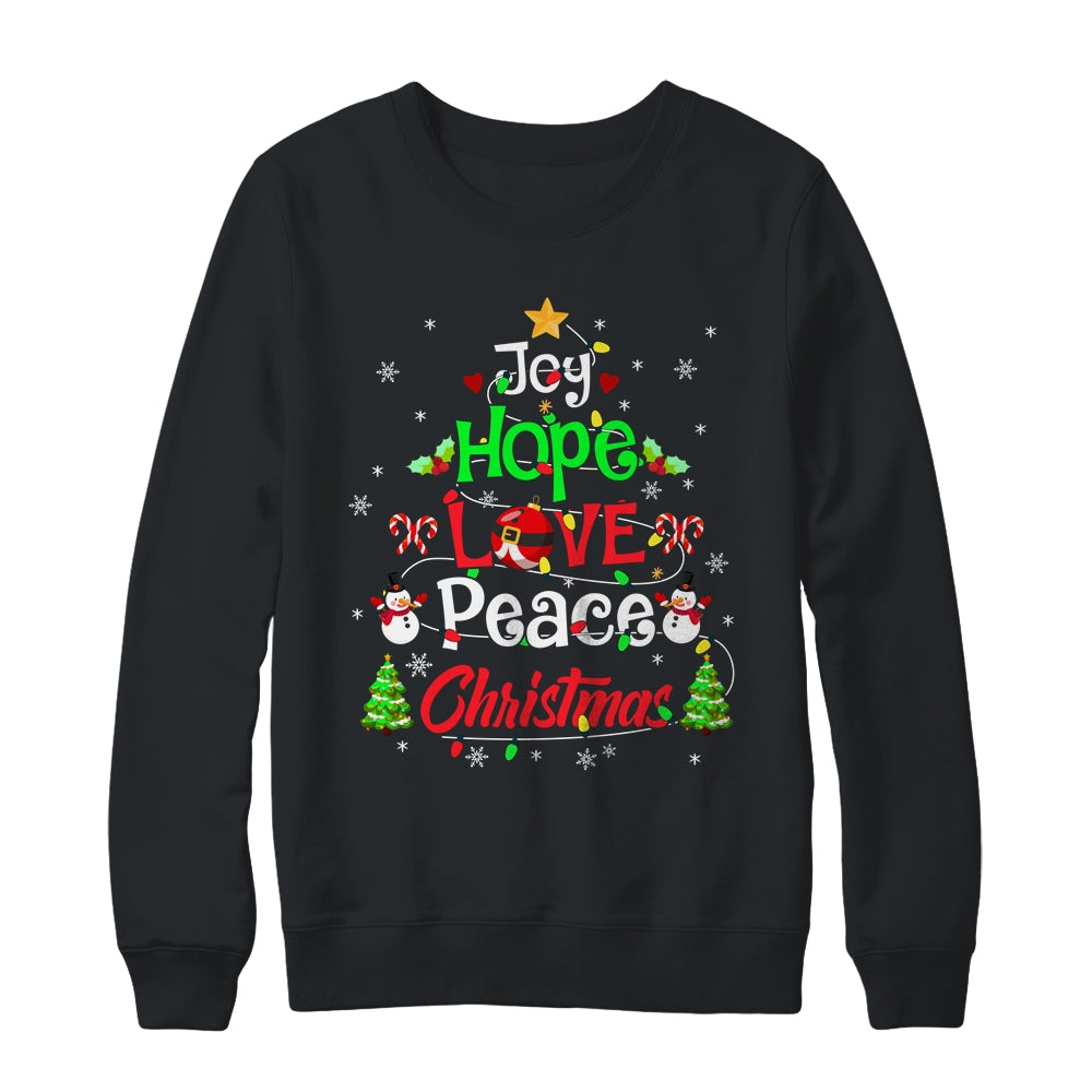 Joy Hope Love Peace Xmas Tree Lights Merry Christmas Shirt & Sweatshirt | siriusteestore