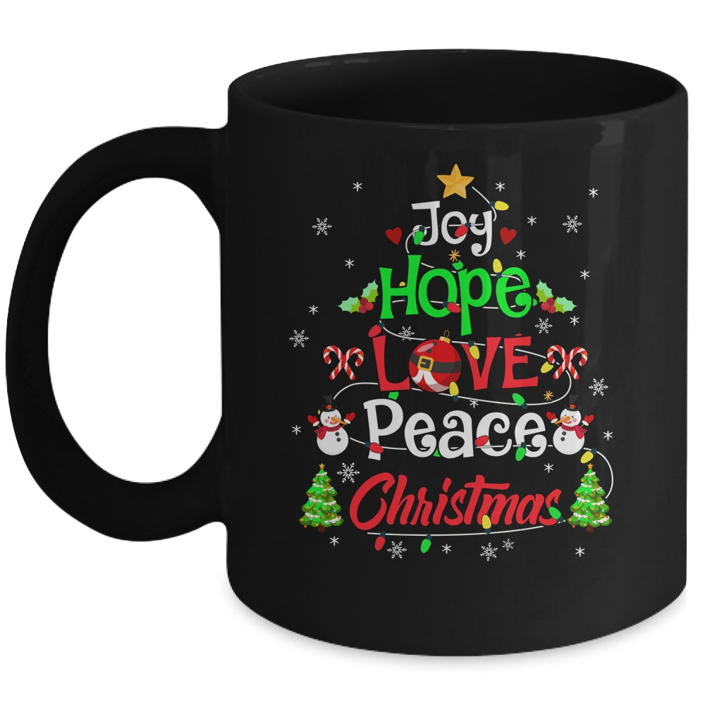 Joy Hope Love Peace Xmas Tree Lights Merry Christmas Mug | siriusteestore