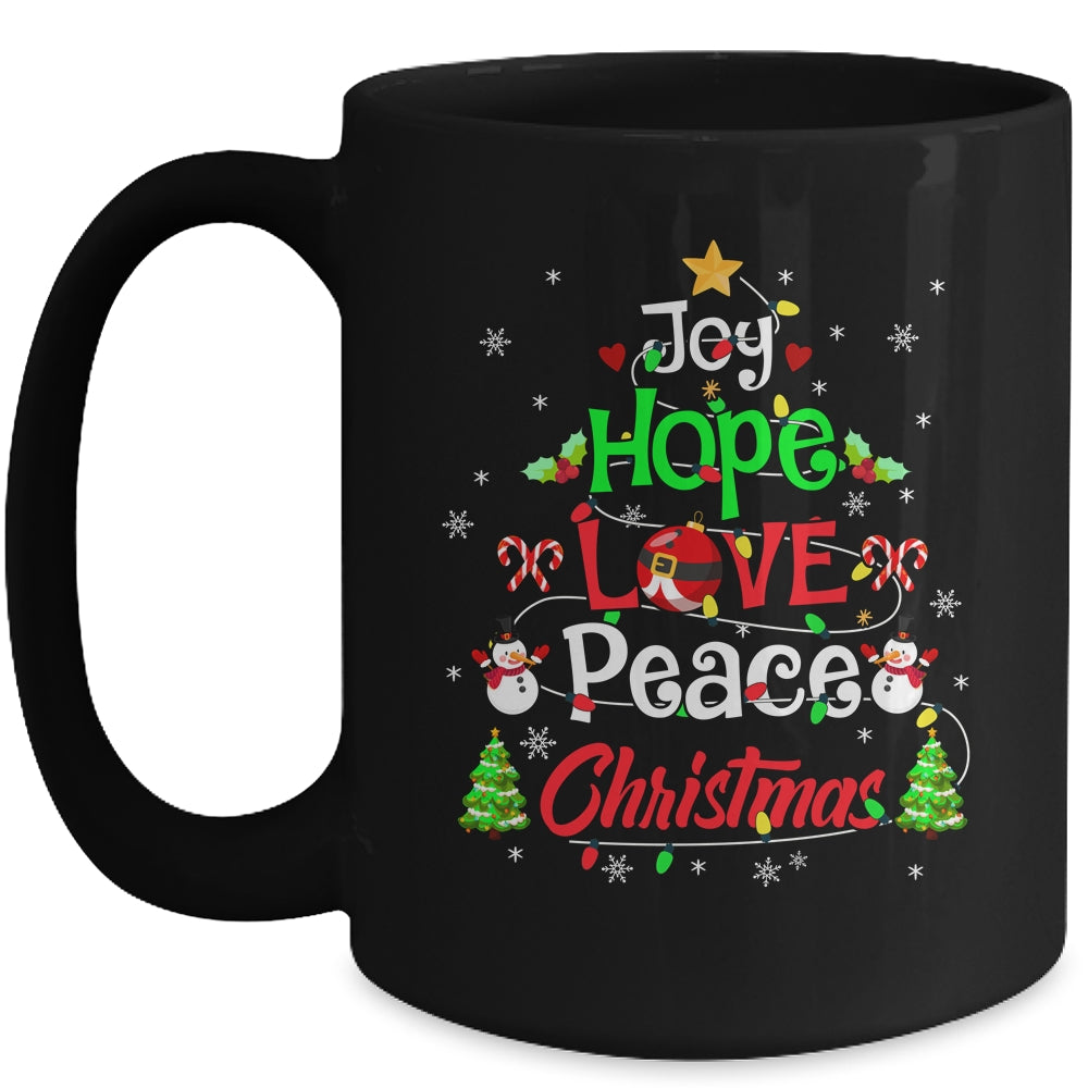 Joy Hope Love Peace Xmas Tree Lights Merry Christmas Mug | siriusteestore
