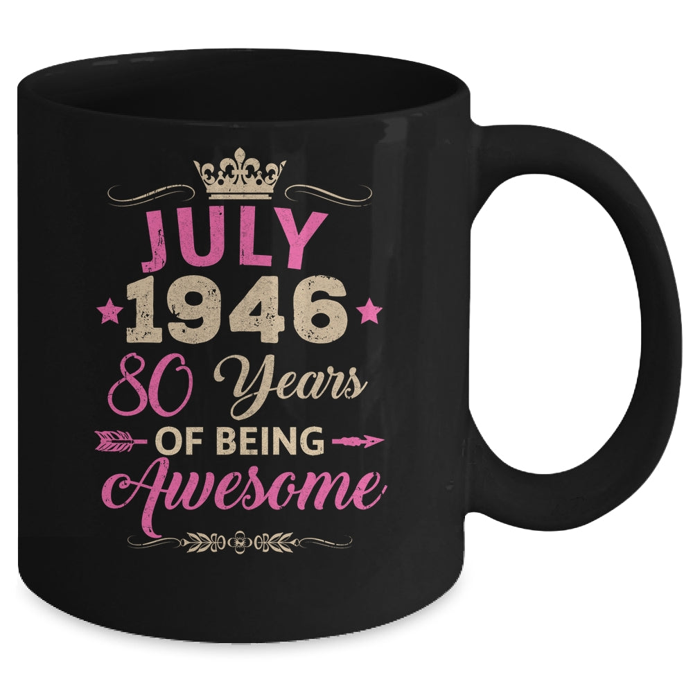July 1946 80 Years Of Being Awesome Retro 80th Birthday Mug | siriusteestore
