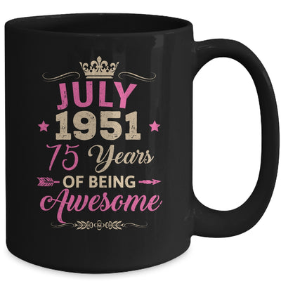 July 1951 75 Years Of Being Awesome Retro 75th Birthday Mug | siriusteestore
