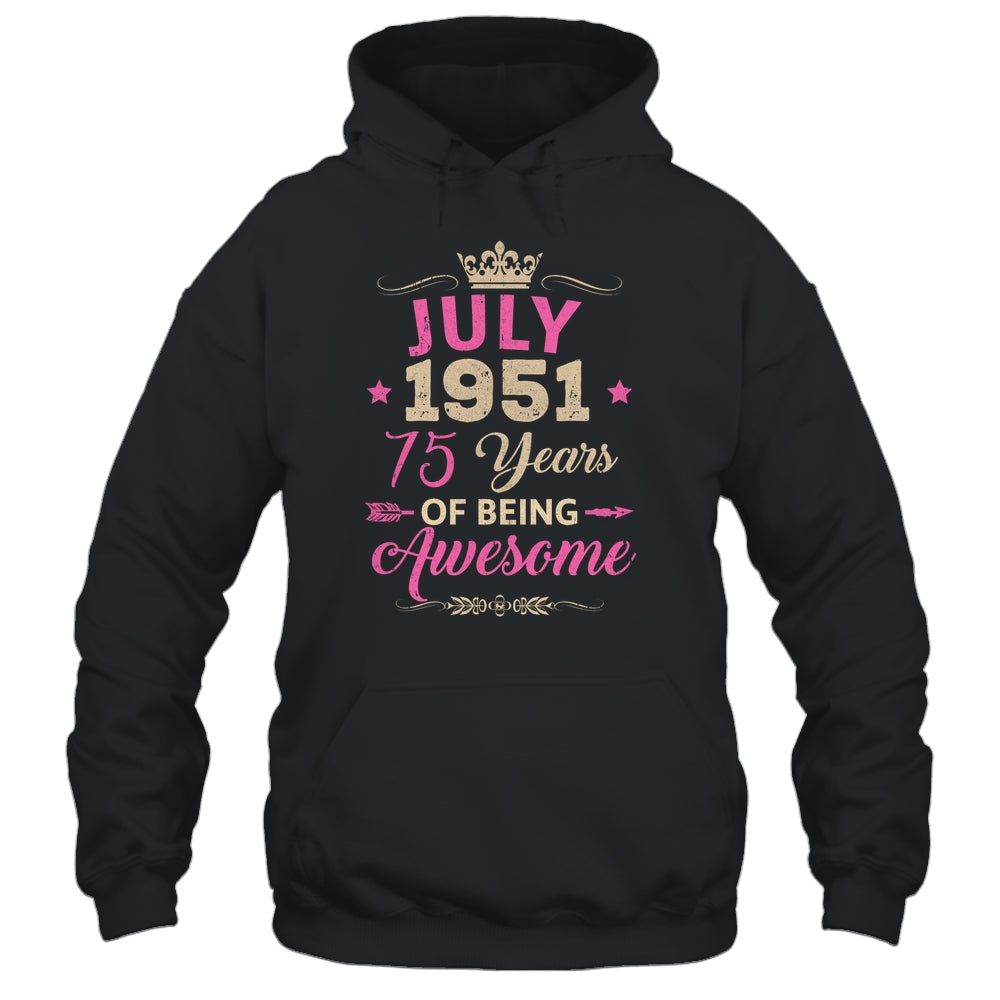 July 1951 75 Years Of Being Awesome Retro 75th Birthday Shirt & Tank Top | siriusteestore