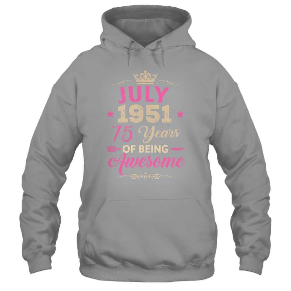 July 1951 75 Years Of Being Awesome Retro 75th Birthday Shirt & Tank Top | siriusteestore