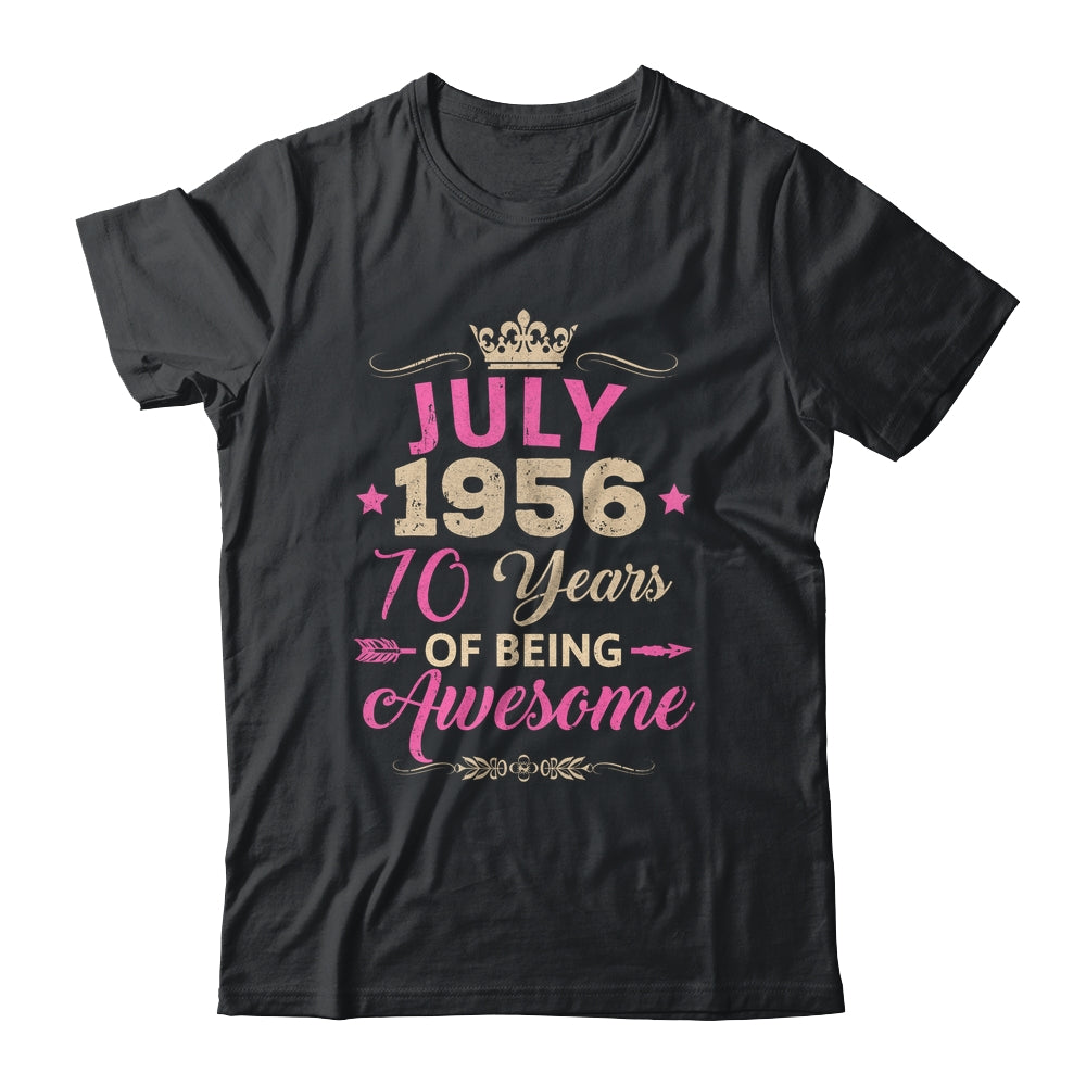 July 1956 70 Years Of Being Awesome Retro 70th Birthday Shirt & Tank Top | siriusteestore