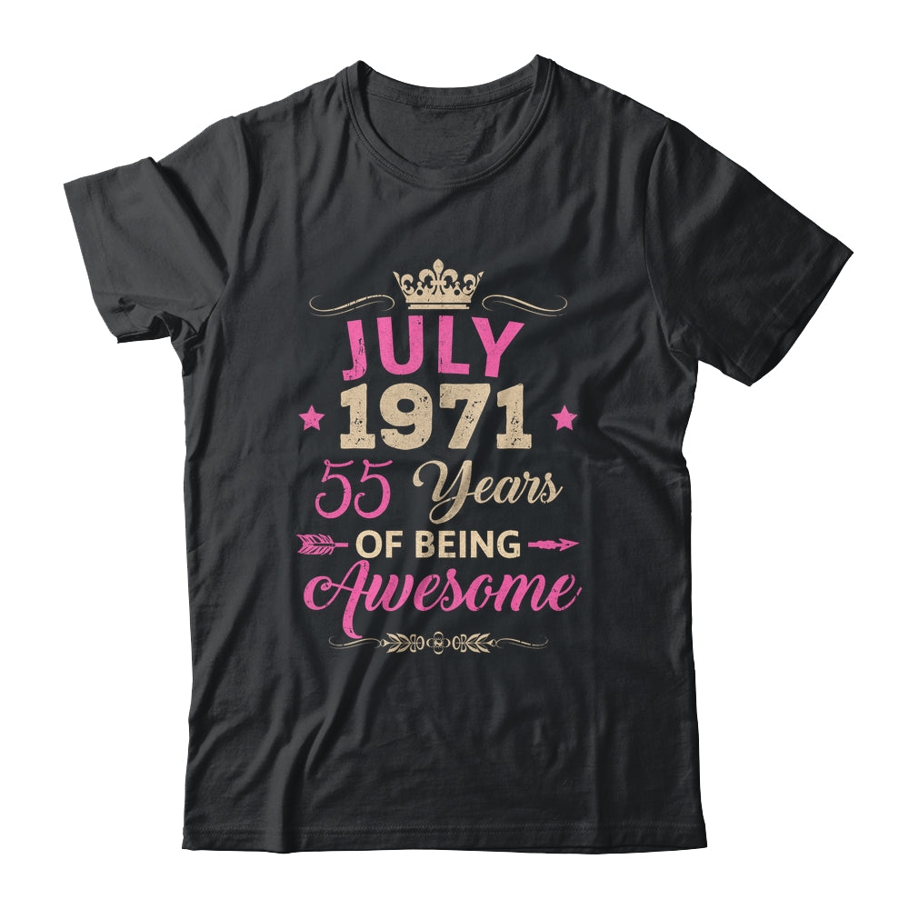 July 1971 55 Years Of Being Awesome Retro 55th Birthday Shirt & Tank Top | siriusteestore