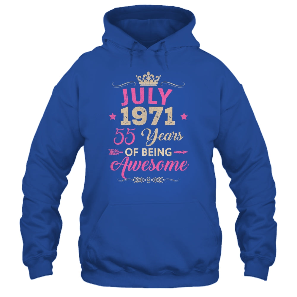 July 1971 55 Years Of Being Awesome Retro 55th Birthday Shirt & Tank Top | siriusteestore