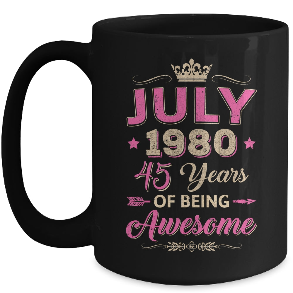 July 1980 45 Years Of Being Awesome Retro 45th Birthday Mug | siriusteestore