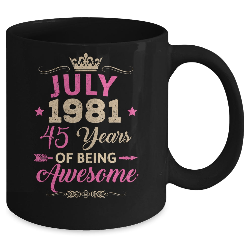 July 1981 45 Years Of Being Awesome Retro 45th Birthday Mug | siriusteestore