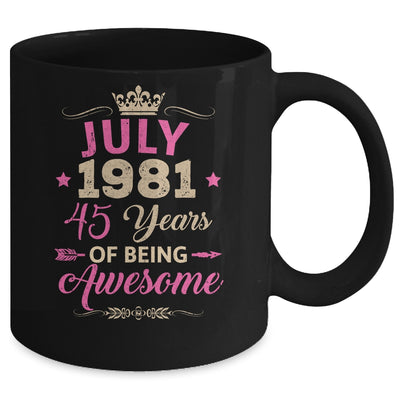 July 1981 45 Years Of Being Awesome Retro 45th Birthday Mug | siriusteestore
