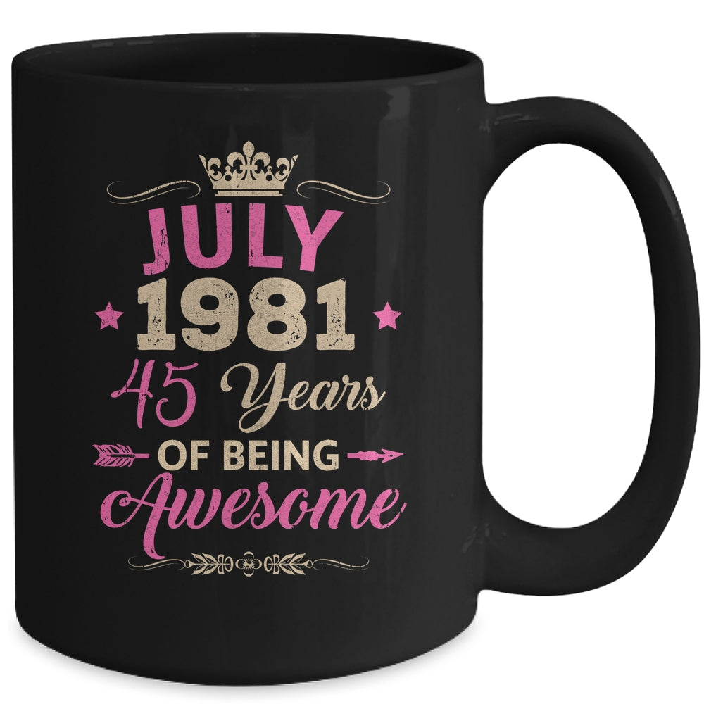 July 1981 45 Years Of Being Awesome Retro 45th Birthday Mug | siriusteestore