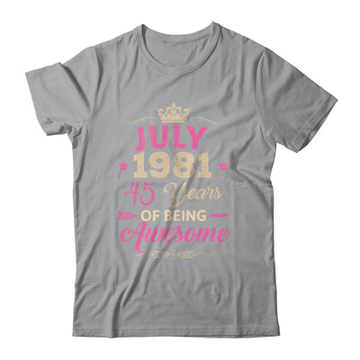July 1981 45 Years Of Being Awesome Retro 45th Birthday Shirt & Tank Top | siriusteestore