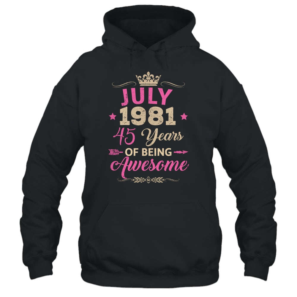 July 1981 45 Years Of Being Awesome Retro 45th Birthday Shirt & Tank Top | siriusteestore