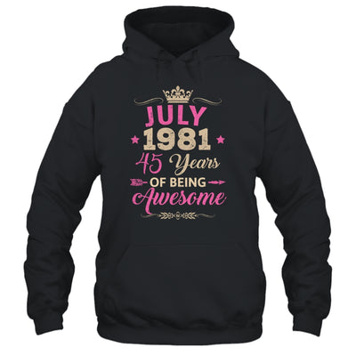 July 1981 45 Years Of Being Awesome Retro 45th Birthday Shirt & Tank Top | siriusteestore