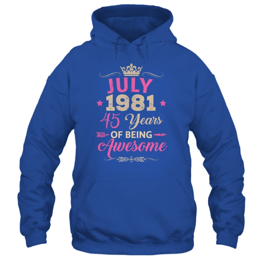 July 1981 45 Years Of Being Awesome Retro 45th Birthday Shirt & Tank Top | siriusteestore