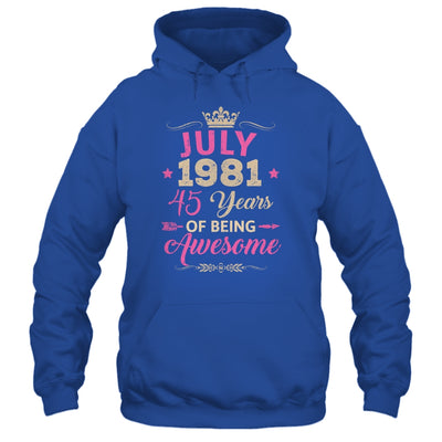 July 1981 45 Years Of Being Awesome Retro 45th Birthday Shirt & Tank Top | siriusteestore