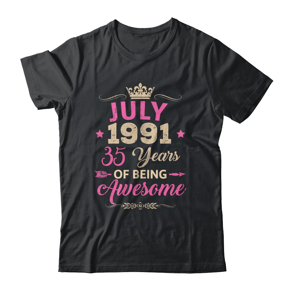 July 1991 35 Years Of Being Awesome Retro 35th Birthday Shirt & Tank Top | siriusteestore