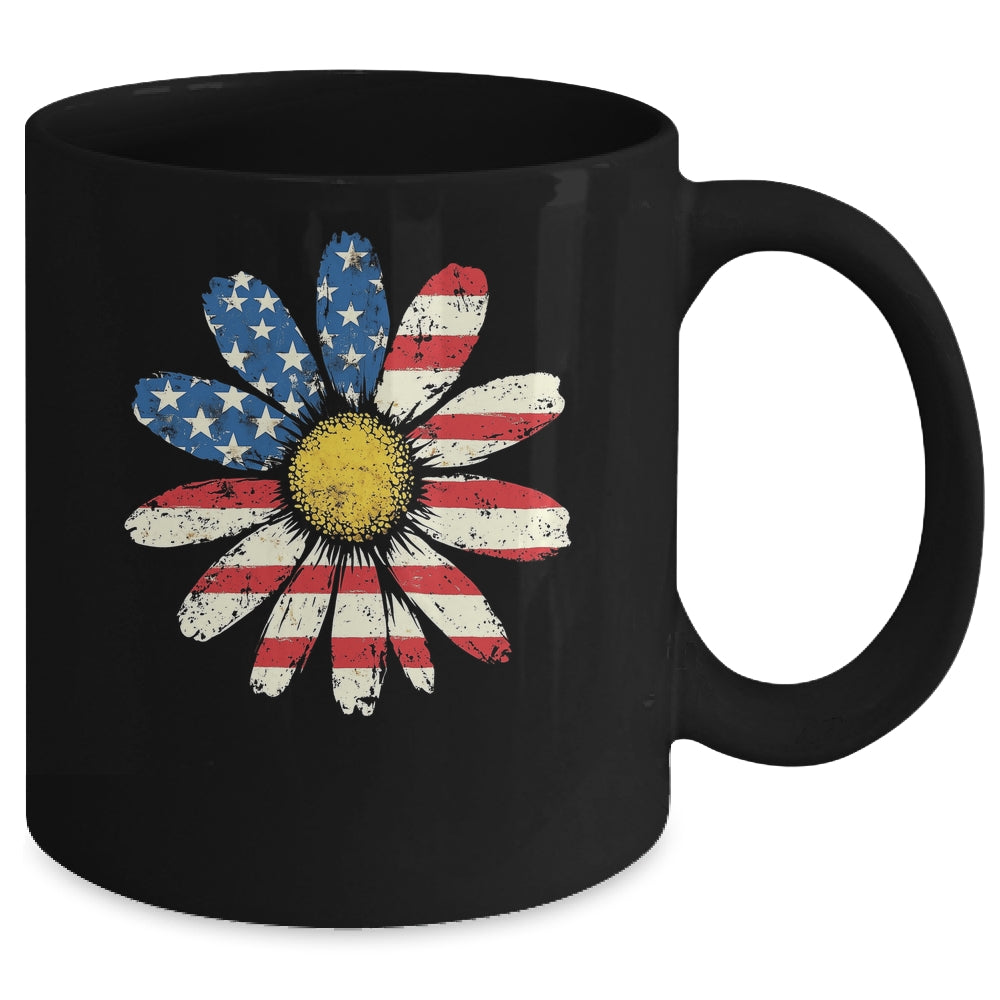 July 4th Daisy US Flag Spring Summer Wildflower Women Girls Mug | siriusteestore