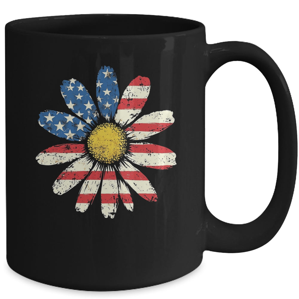 July 4th Daisy US Flag Spring Summer Wildflower Women Girls Mug | siriusteestore