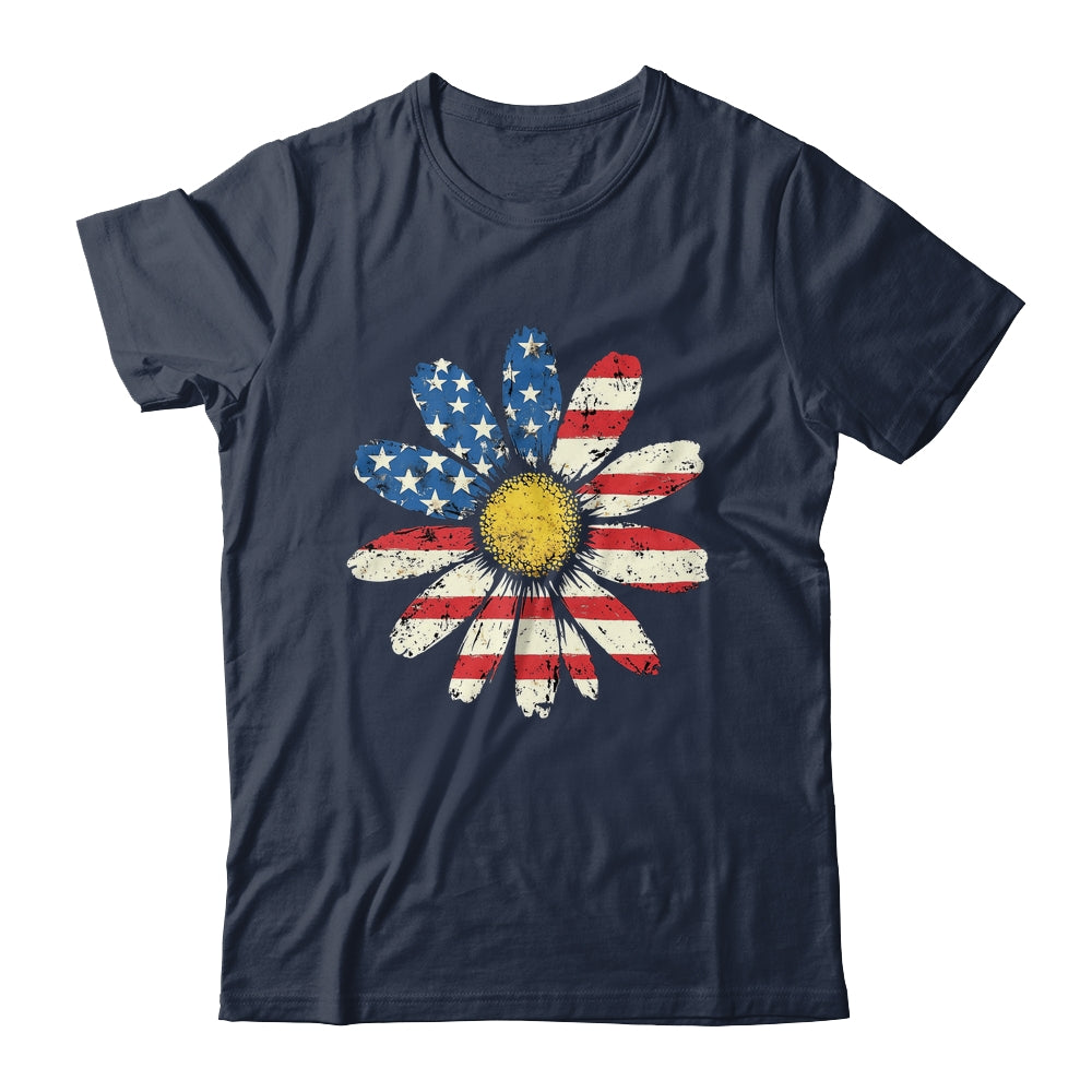 July 4th Daisy US Flag Spring Summer Wildflower Women Girls Shirt & Tank Top | siriusteestore