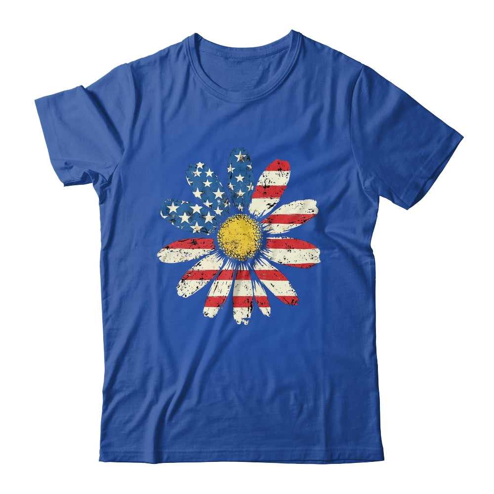 July 4th Daisy US Flag Spring Summer Wildflower Women Girls Shirt & Tank Top | siriusteestore